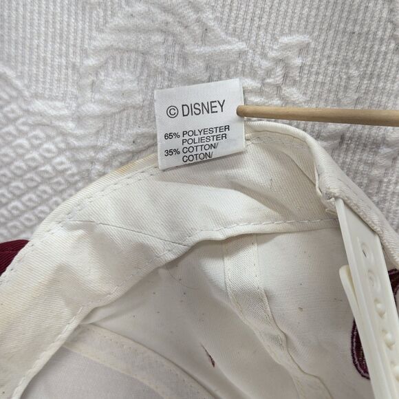 Vintage 90s Disney Snow White Embroidered Grumpy Hat Maroon White Old English - Picture 8 of 8